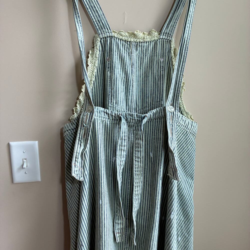 We The Free painted overall dress cottagecore coquette green striped women's XS - Picture 10 of 11